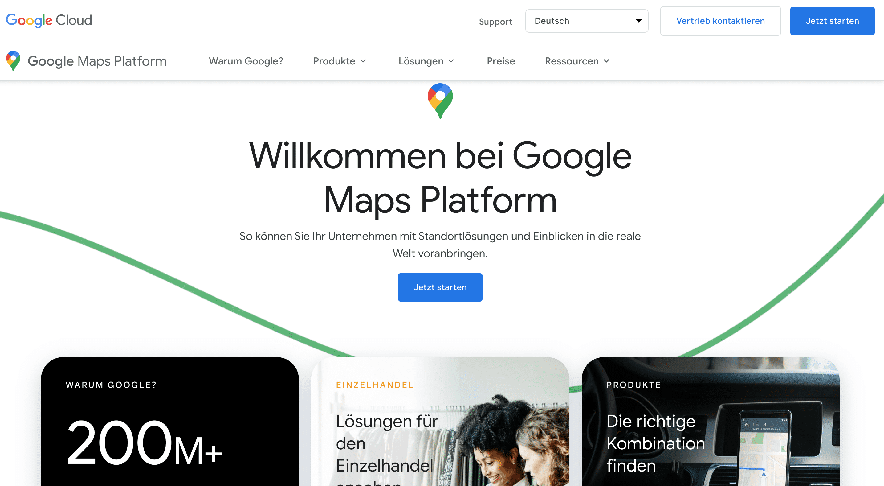Google Maps Platform Startbereich